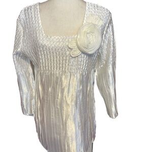 Vintage Shimmering Satin Ivory Blouse L